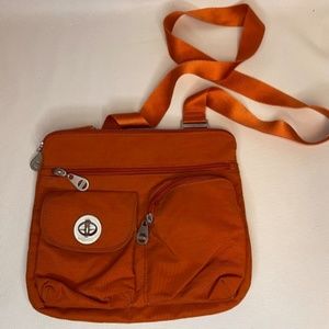 Baggallini Crossbody Purse Bag Orange Nylon Compa… - image 1